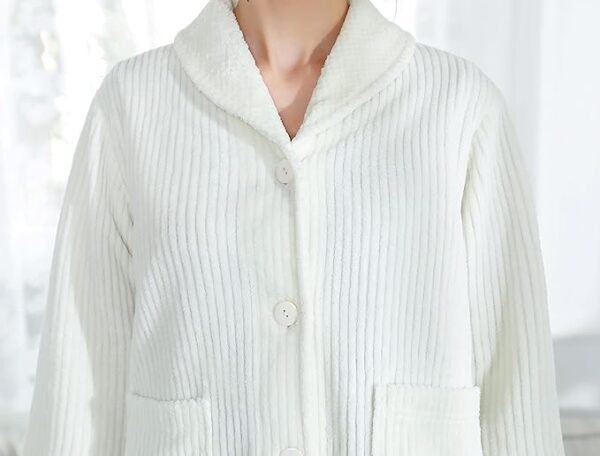 Loungees Women's Light Purple Drop Needle Coral Fleece Shawl Collar Button FrontBed Jacket - Image 13
