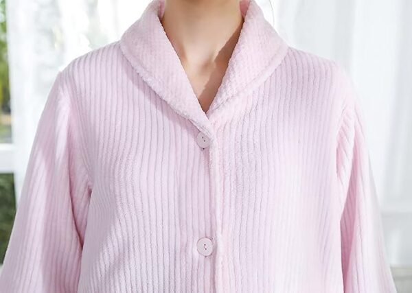 Loungees Women's Light Purple Drop Needle Coral Fleece Shawl Collar Button FrontBed Jacket - Image 9