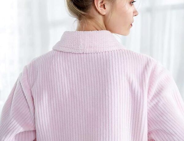 Loungees Women's Light Purple Drop Needle Coral Fleece Shawl Collar Button FrontBed Jacket - Image 12